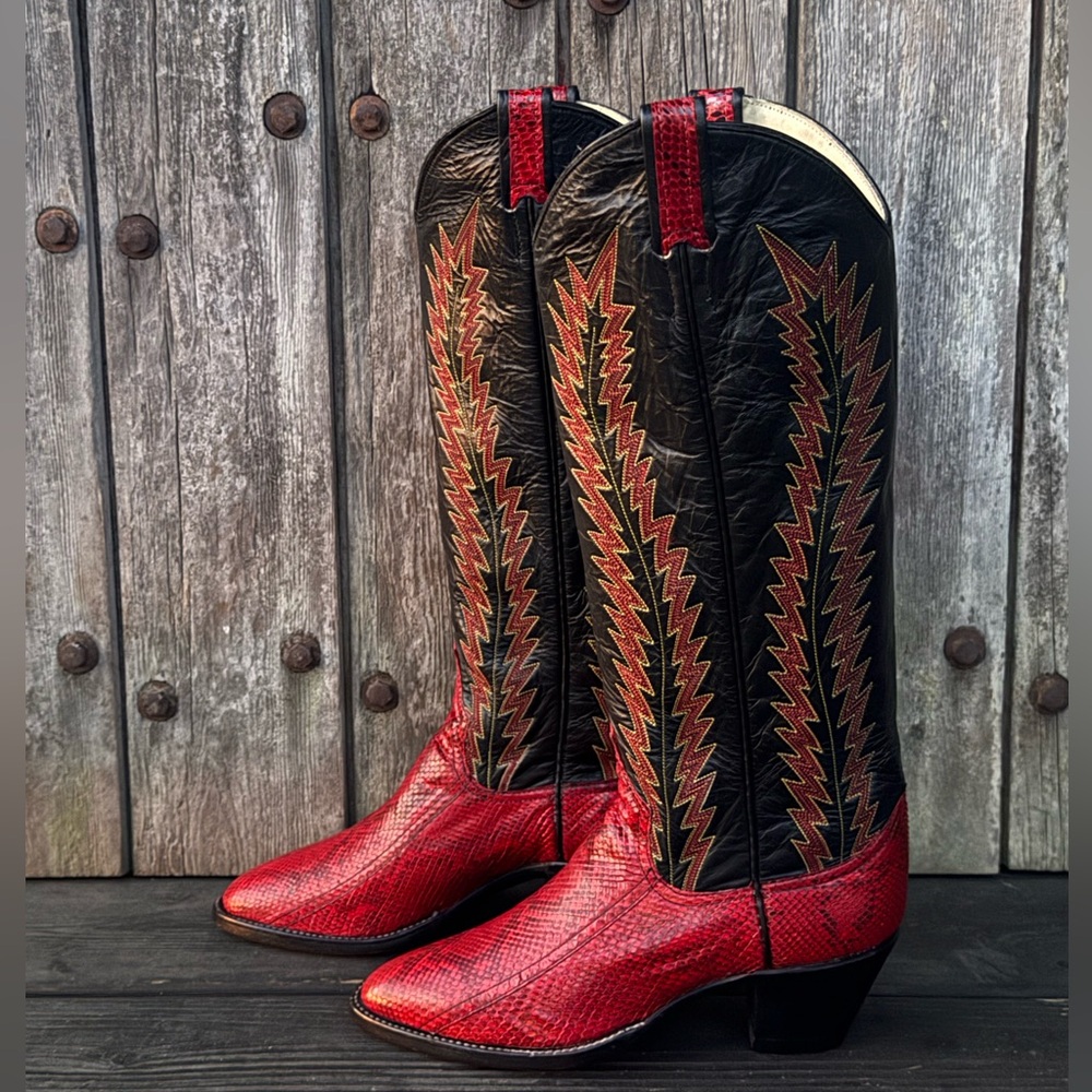 Vintage Larry Mahan Tall Exotic Women's Cowboy Boots